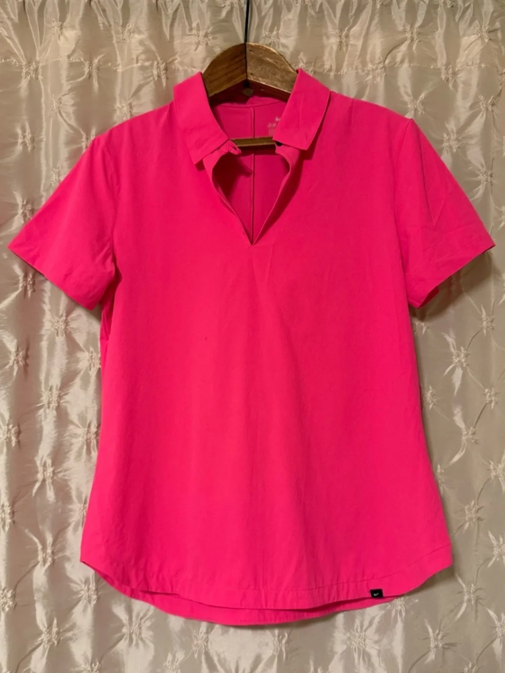 NIKE Hot Pink Drifit Standard Fit Polo V-Neck Top Short Sleeve Golf Shirt